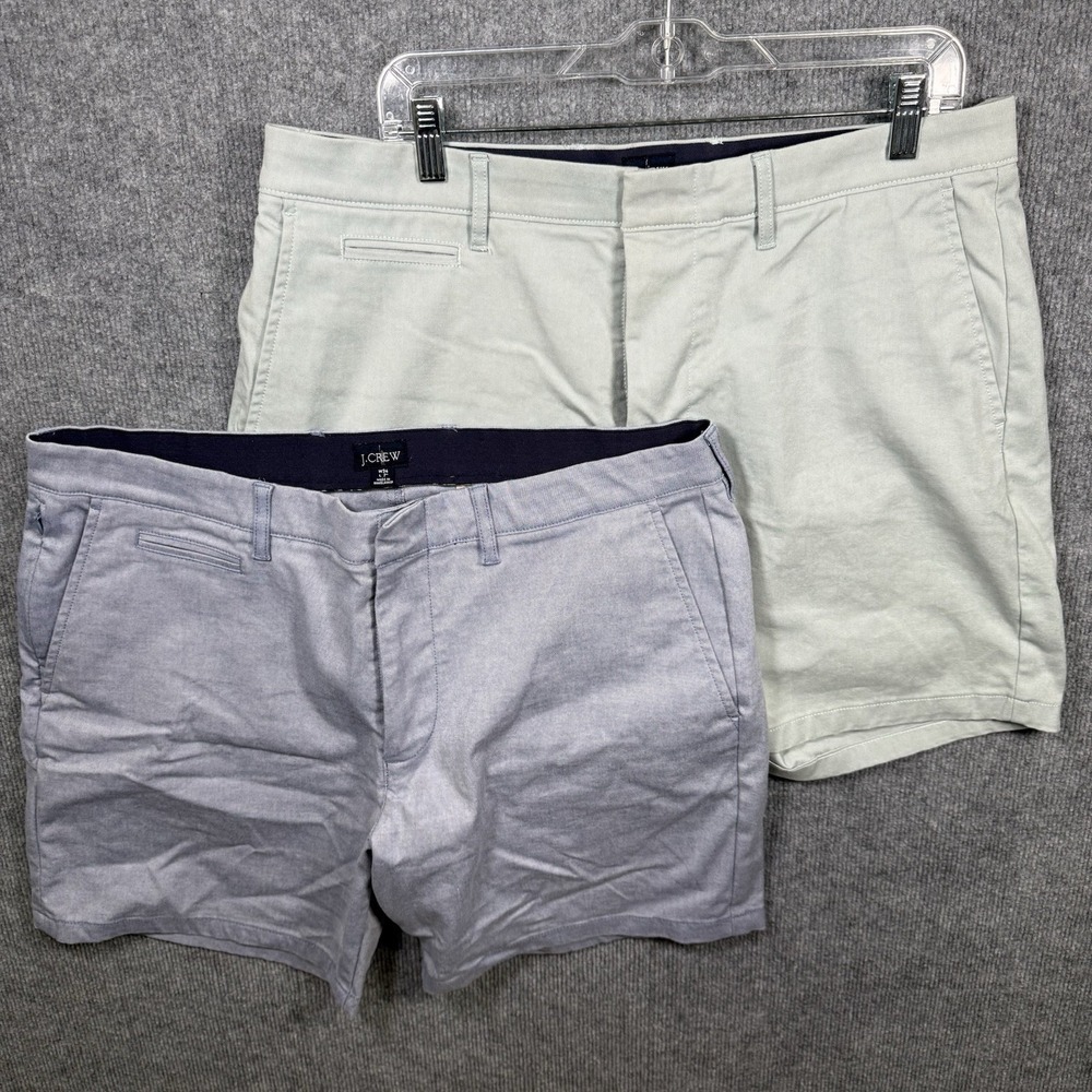 Lot of 2 J.Crew Mens Chino Shorts W36 Blue Green Flat Front Casual - Picture 3 of 16